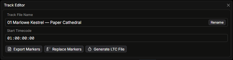 Edit track GUI screenshot