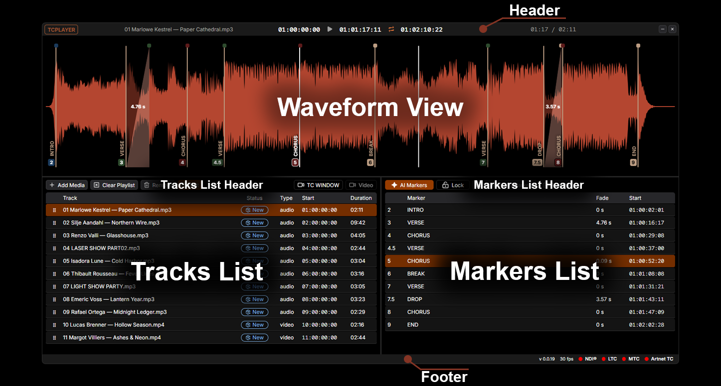 TCPLAYER main GUI screenshot