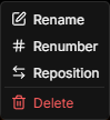 Markers context menu screenshot